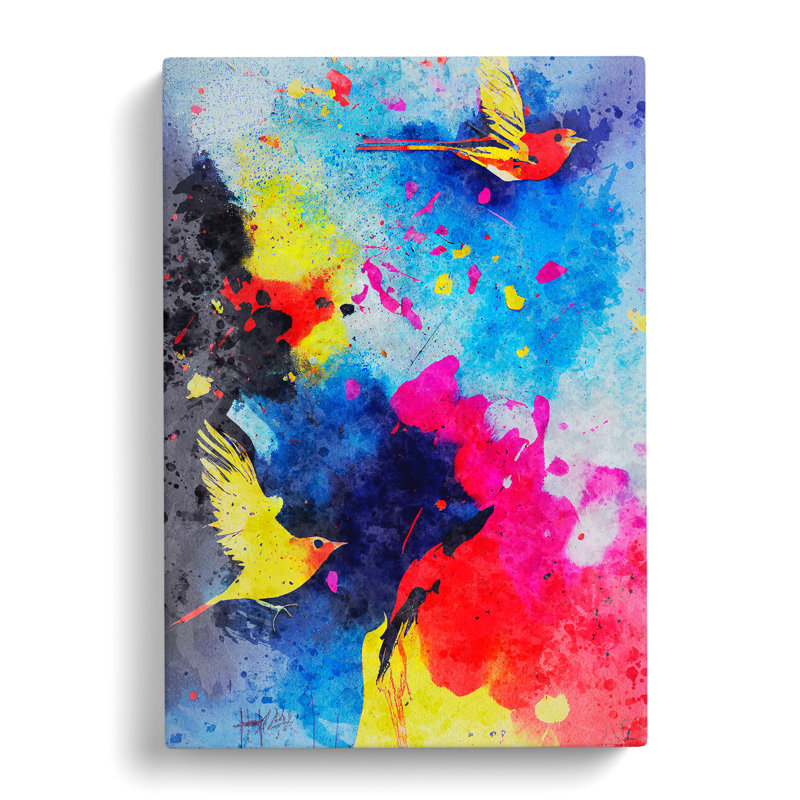 Bird Splash No.3 - Wall Art, Wrapped Canvas, 50cm H x 35cm W x 3cm D, No Matte