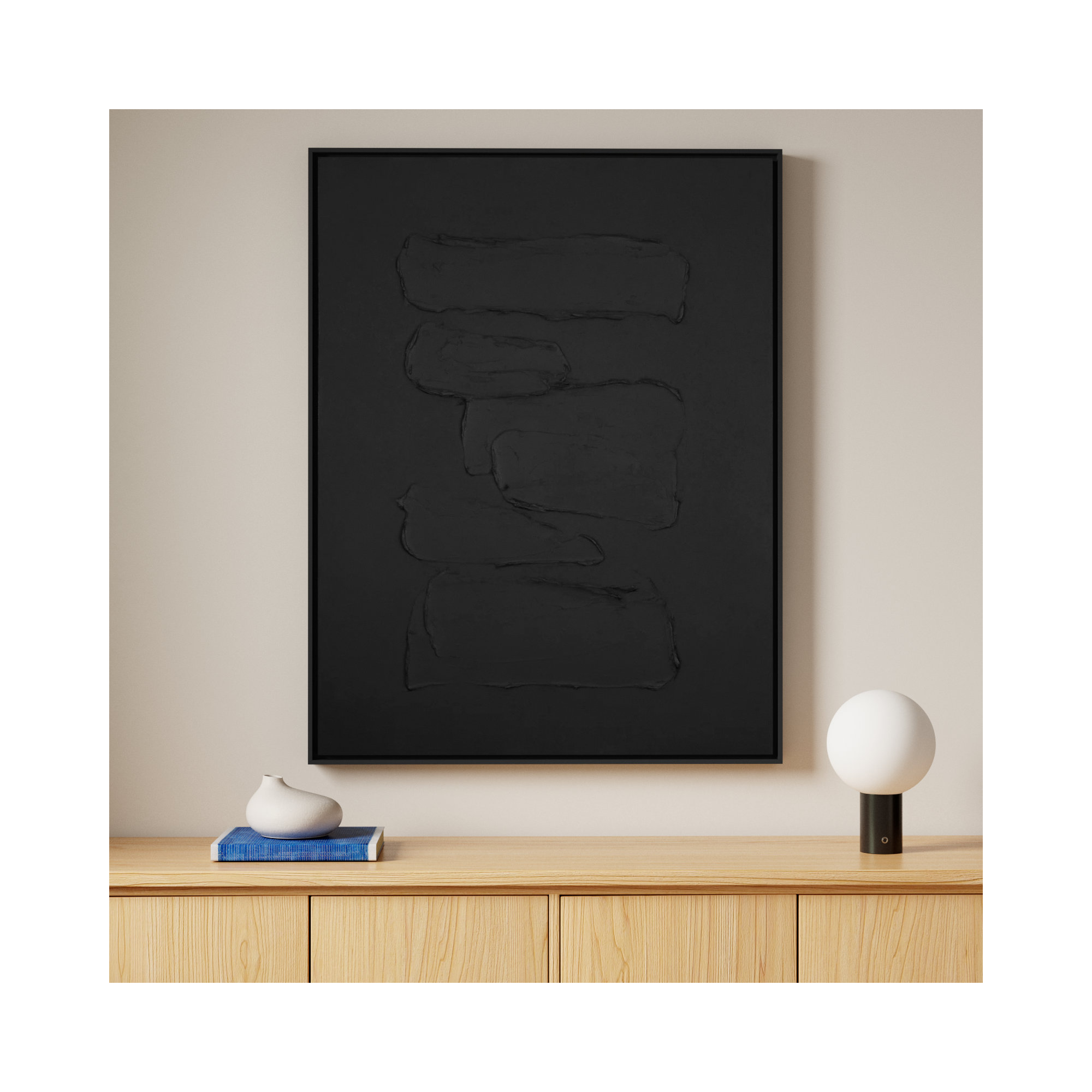 Hemkund Abstract Painting, Black, 48" H x 36" W