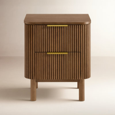 2-Drawer Reeded Eucalyptus Nightstand