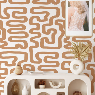 Brown and White Brushstroke Neutral Wallpaper