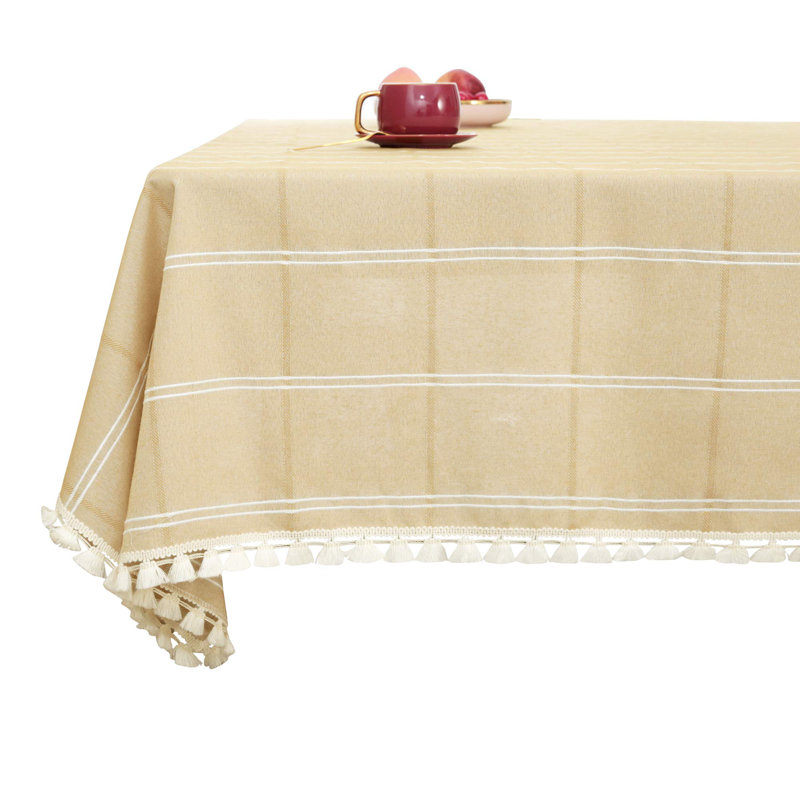 Nappe carrée en mélange de polyester et de coton avec pampille imperméable et résistante à la décoloration, Rectangle 84 po