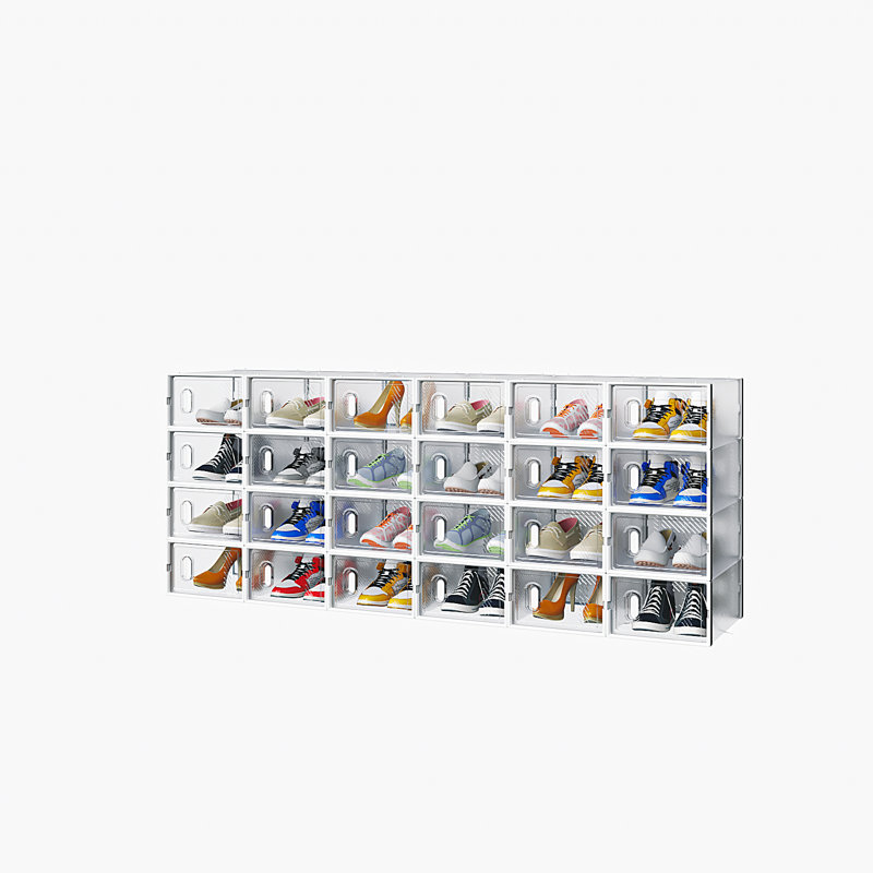  Shoe Storage Box Organizers Stackable (Set Of 24), Clear/White