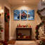 «Christmas Winter Cabin», camion rouge, neige, forêt, scène de Noël, ensemble de 3 impressions sur toile-527549422
