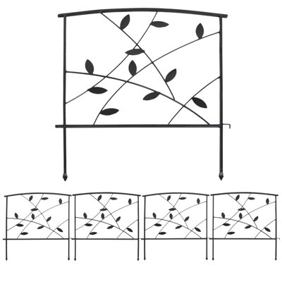 Jacoline 17.75" x 23.5" Black Steel Decorative Garden Fence Panels