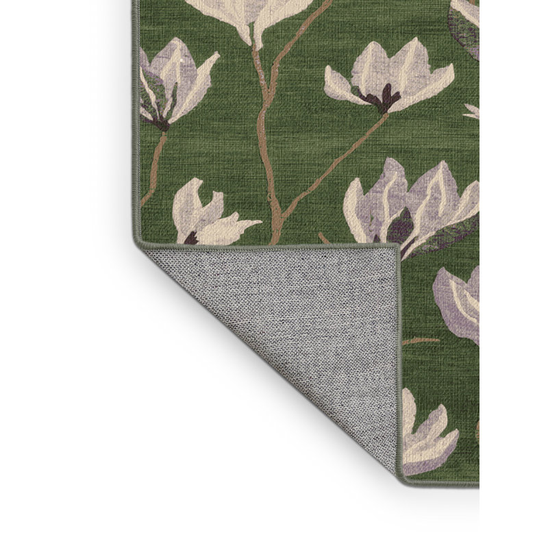 Tapis vert botanique lavable à la machine, Rond 4 pi