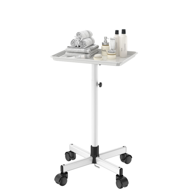 Utility Cart with Wheels Adjustable Height Storage Cart with Tray Rolling craft cart, White