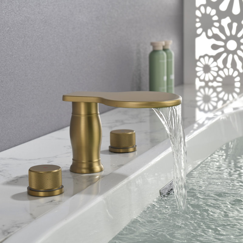 2 Handle Deck Roman Tub Faucet, Brushed Gold