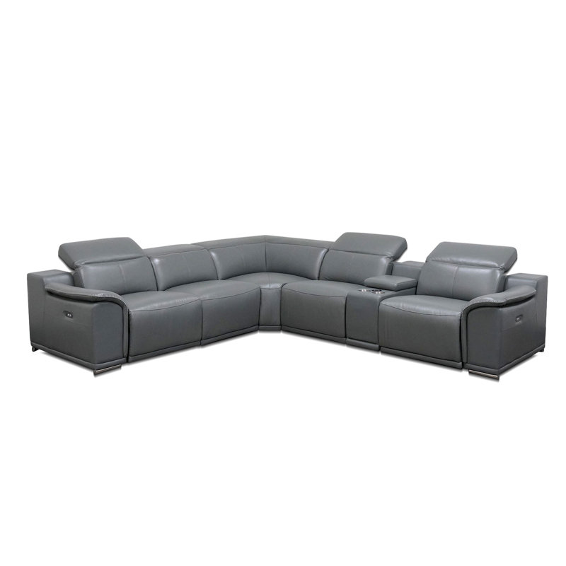 Anna-Louise Upholstered Reclining L-Shaped Sectional Reversible, Dark Gray