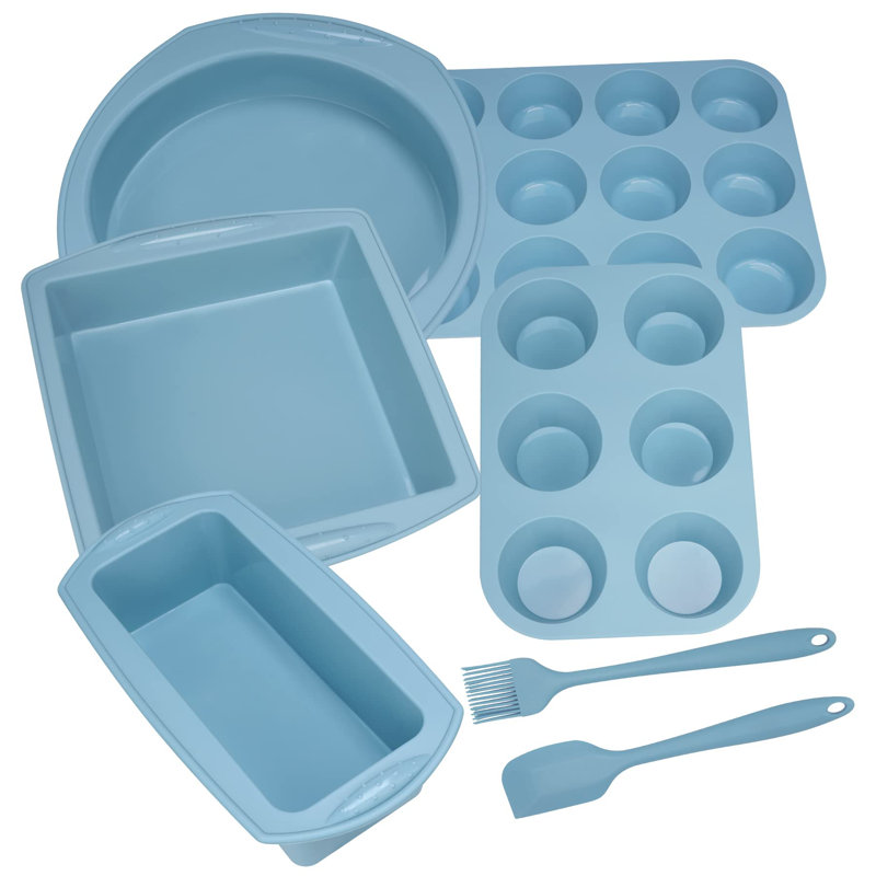 Plateau de moules à biscuits en silicone antiadhésif 7In1 économique, outils de cuisson résistants à la chaleur pour muffins