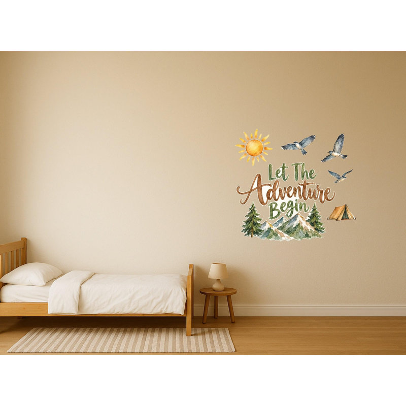 Let The Adventure Begin Quote Wall Decals, Set of 24 Peel and Stick Nursery Wall Stickers, Satin Finish Removable Kids Room Wall Art, 20"W x 20"H (50 x 50 cm)