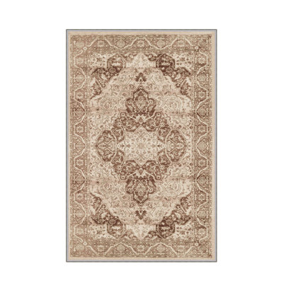 Stylish Hall Carpet (3.3 x 6.6 ft), 100% Polyester, 0.3 in Pile Height | Antibacterial, Non-Slip PVC Felt Dot Underside | Machine Washable, 3D Digital Print, Durable & Easy to Clean | Perfect for Entryway & Living Areas