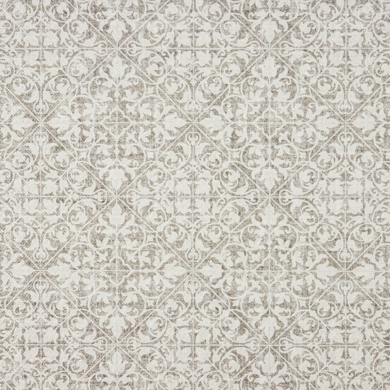 TOWN & COUNTRY BASICS Comfort Plus Non-Slip Backing Vintage Medallion Tile Anti Fatigue Comfort Mat, Gray, Runner 1'6" x 4'7"