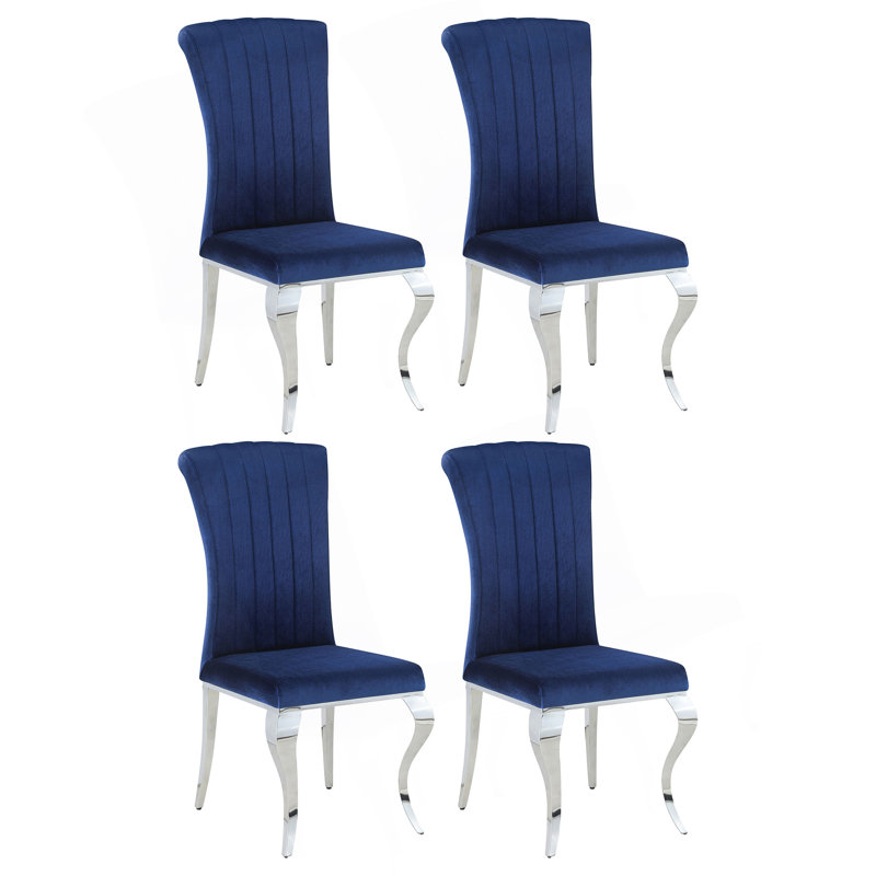 Ensemble de 4 chaises d'appoint rembourrées Shambrook, Bleu d'encre