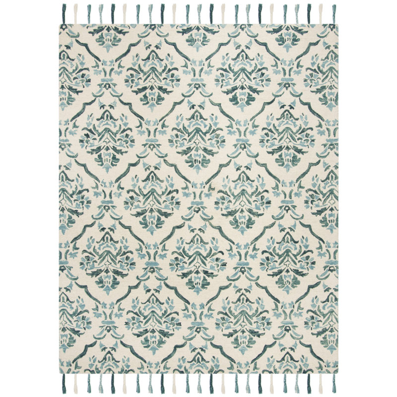 Guzi Hand Hooked Wool Geometric Rug, Rectangle 8' x 10'