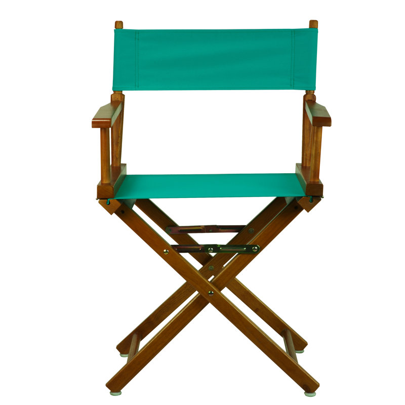 18" Folding Director Chair, Teal, Honey Oak