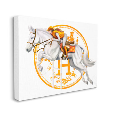 «Jockey Riding Race Horse Glam Fashion Logo» par Ziwei Li - cadre flottant, impression sur toile