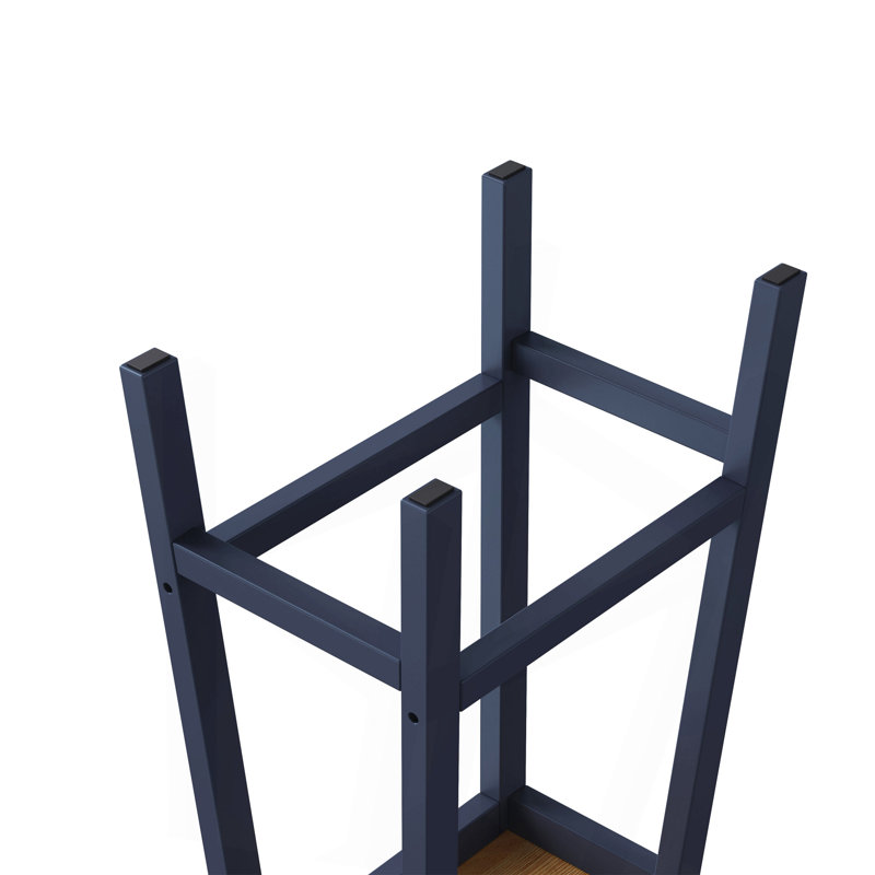 Tabourets de bar en bois massif (pas en fer bon marché), hauteur 65 cm, ensemble de 2, tabourets de bar avec repose-pieds, tabourets de style campagnard pour salle à manger, cuisine, comptoir, bleu marine