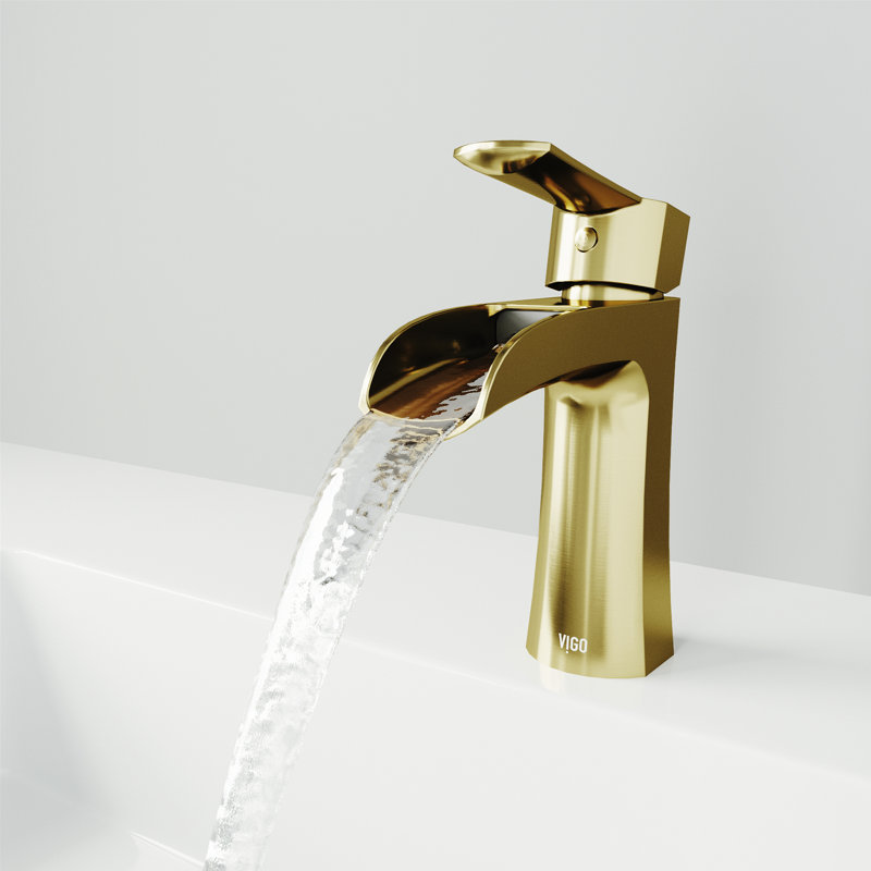 Paloma 7" H Single Handle Single Hole Bathroom Faucet, Matte Gold
