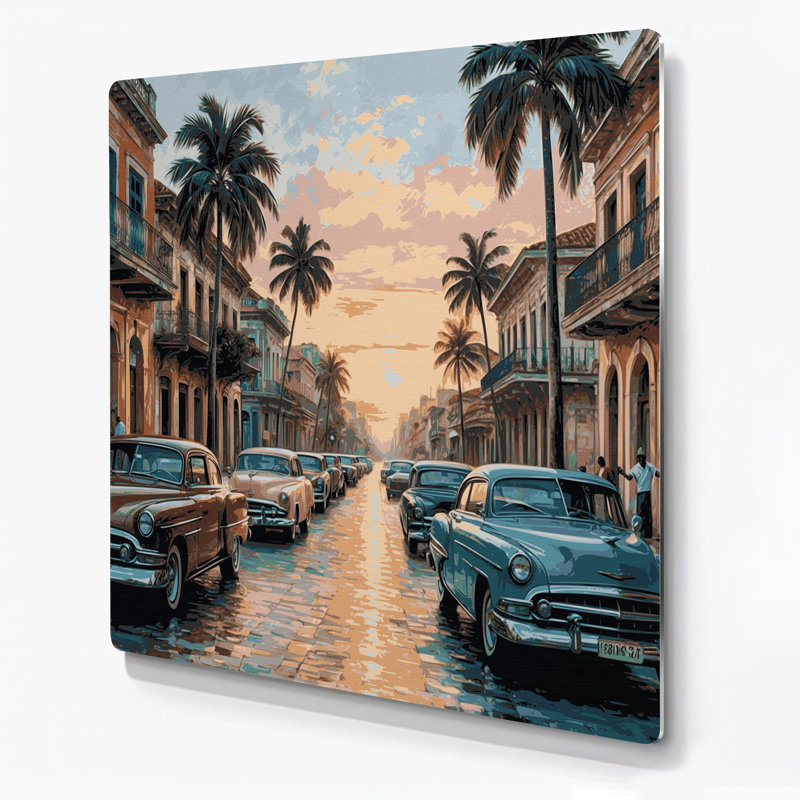 Art mural noir en cités villes Cuba, H 12 po x l 12 po