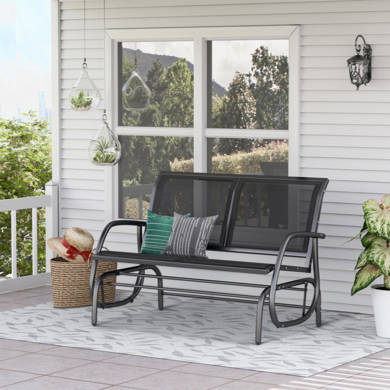 Banc oscillant pour 2 personnes Outsunny, Noir, noir, noir, noir