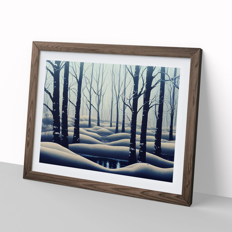 XH1022-10200X Winter Forest Vol.7 - Single Picture Frame Painting, 46cm H x 64cm W x 2cm D, Walnut