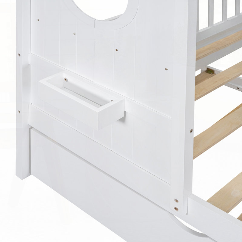 Lit simple en bois avec lit gigogne, Simple, Blanc