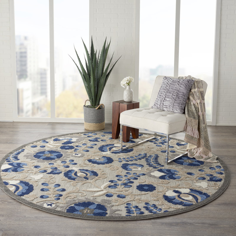 Aaryon Floral Indoor Rug, Round 7'10"