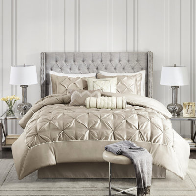 Édredon 7 pièces très grand taupe - rembourrage de style magnifique l 18 po x l 18 po, P 6,5 po l 18 po Coussins décoratifs 20 po x L 36 po