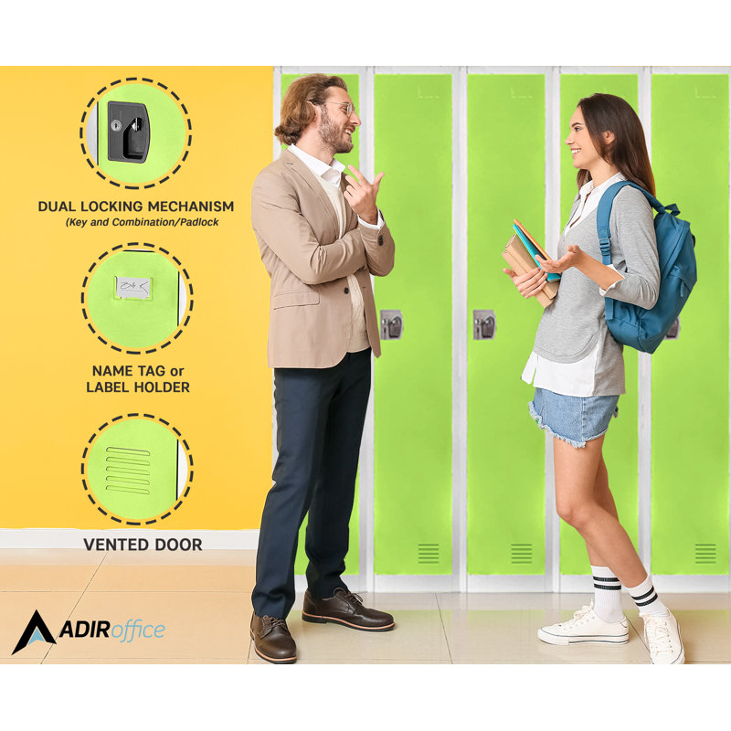 Green Steel Freestanding Locker with Adjustable Shelving