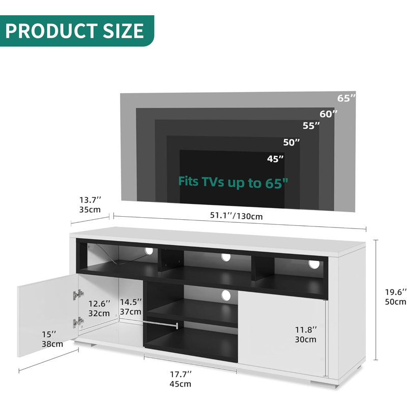 Tuckahoe LED TV Stand with 2 Cabinets for TVs up to 50"