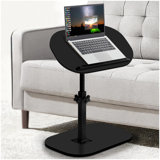 C Shaped End Table Adjustable Height, 360°Swivel & Flip Top TV Tray For Couch Sofa Bed Chair, Small Side Table For Small Spaces Living Room Bedroom, Black