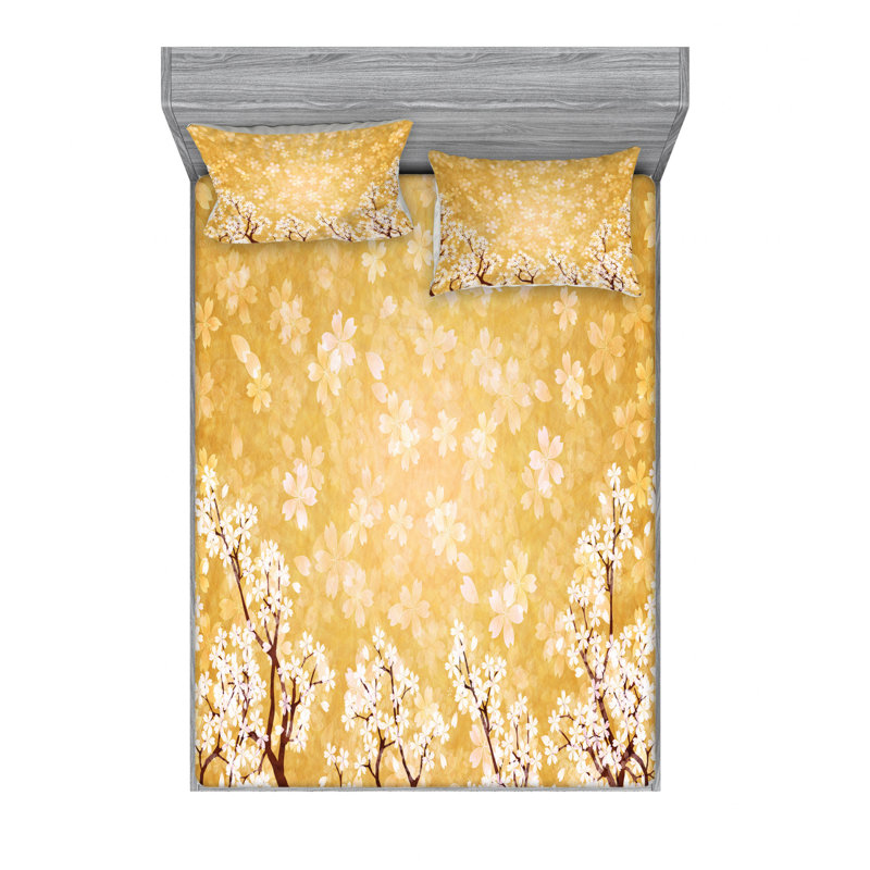 Microfiber Floral Sheet Set, Queen Sheet Set with Pillowcase