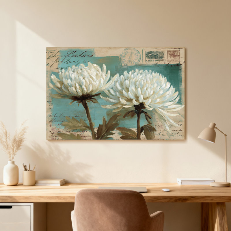 Plantes et fleurs, carte postale rétro, impression d'art floral, H 20 po x l 30 po, Toile tendue, Ne s’applique pas