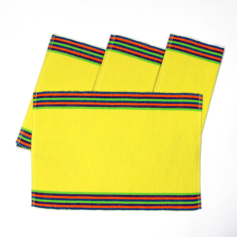 Cotton Striped Rectangle Placemat, Yellow