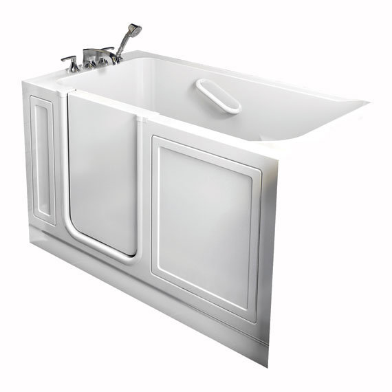 Baignoire d'air de massage / de tourbillon de plain-pied de 51 po x 30 po en acrylique, Blanc, La gauche