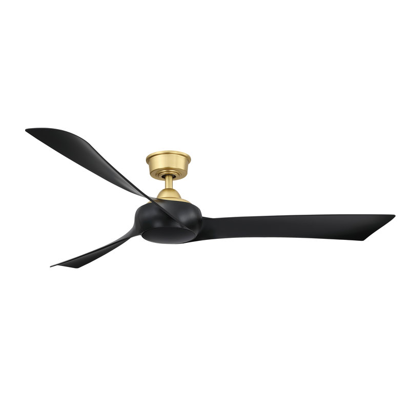 Wrap Custom 52 inch Indoor/Outdoor Ceiling Fan - Brushed Satin Brass with Black blades, Brushed Satin Brass With Black Blades