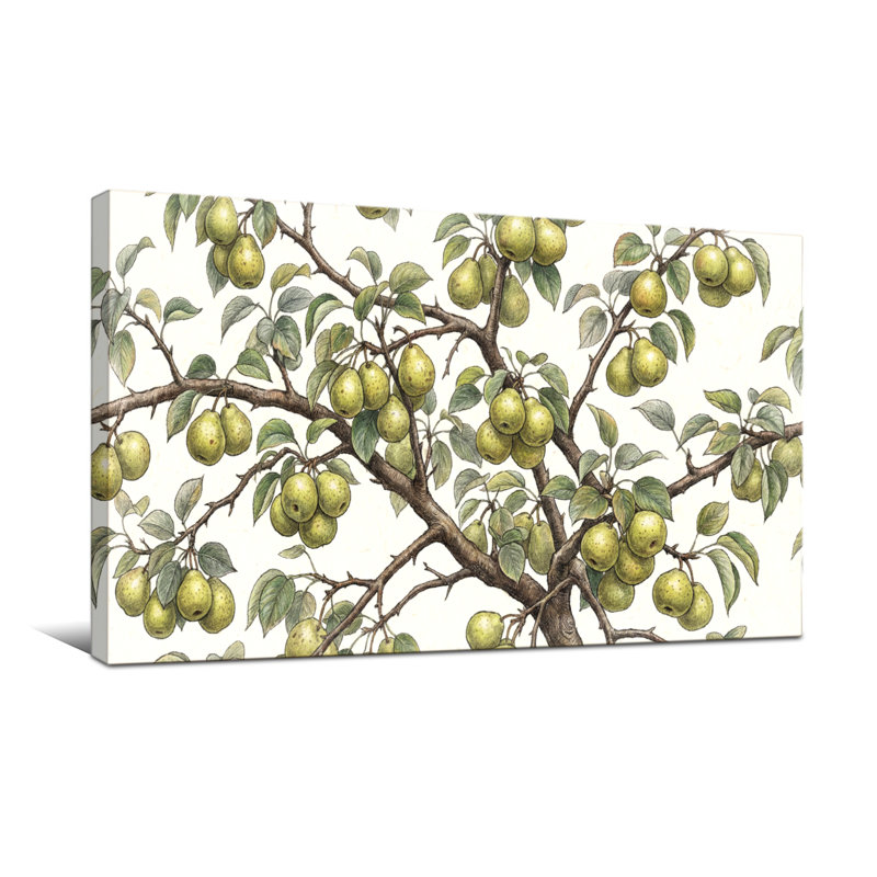 Plantes et fleurs, branche d'arbre avec fruits et feuilles, H 16 po x l 32 po