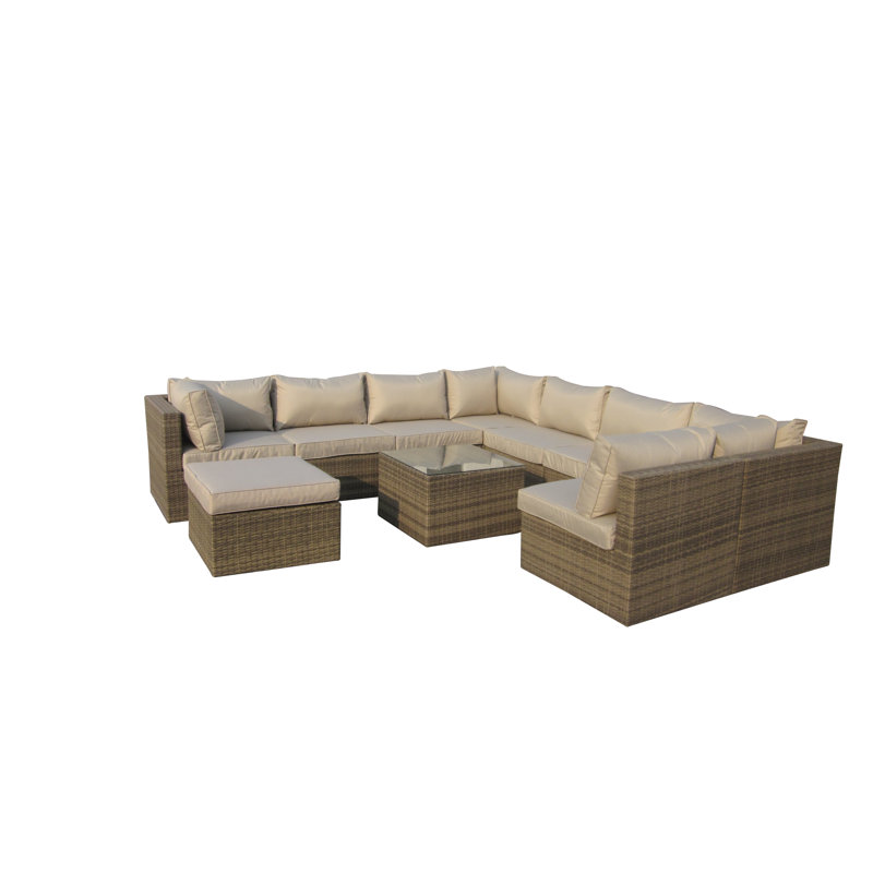 Boukra 9 Seater Rattan Sofa Set, Natural