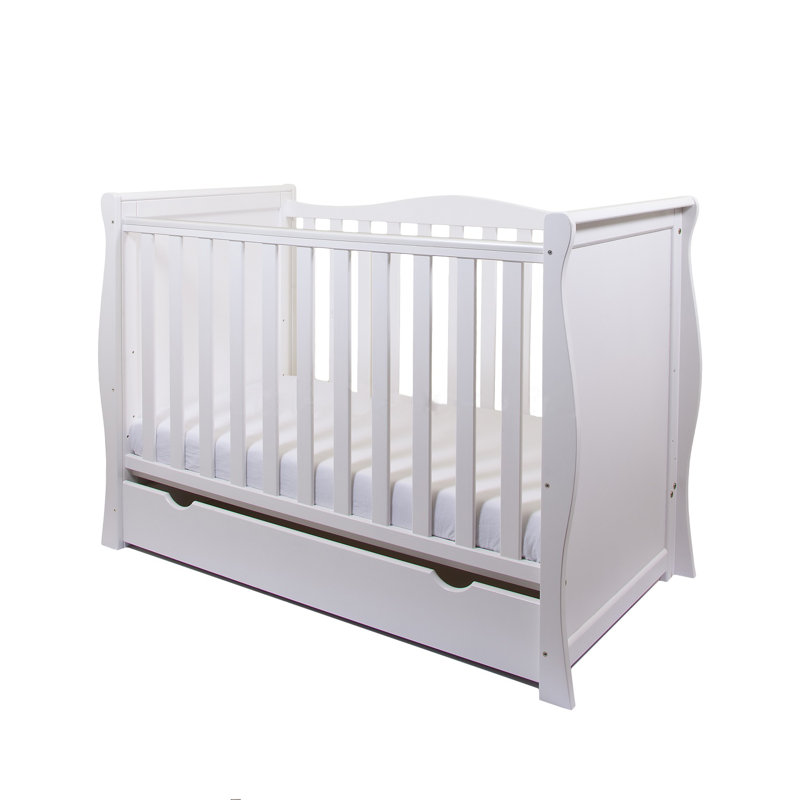 Willow Mini Cot Bed with Mattress 120x60x10cm, White