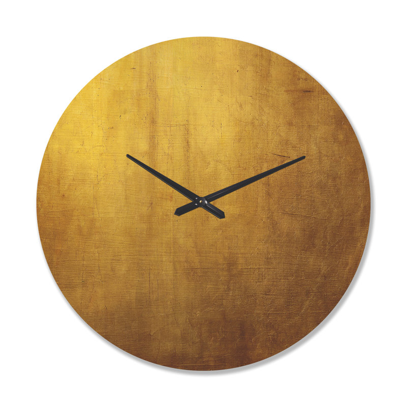 Texture dorée - horloge murale moderne en bois, Grand