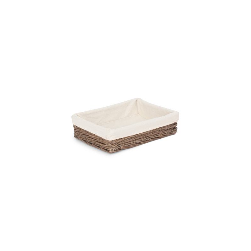 Wicker Storage Tray Basket with Lining, 25cm W x 35cm D