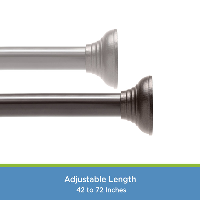 Bronze Adjustable Tension Shower Curtain Rod with Decorative Finials
