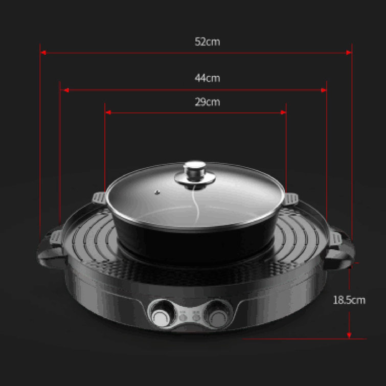 2 in 1 Hot Pot with Grill, Electric Korean BBQ Grill, Independent Dual  Temperature Control & Non-stick Pan, Multi-function Smokeless Barbecue  Grill