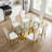 68.9" Luxury Rectangular Tempered Glass Dining Table for 6-8, Modern Kitchen Dinner Table with Mirrored Gold Stainless Steel Pedestal Base for Dining Room