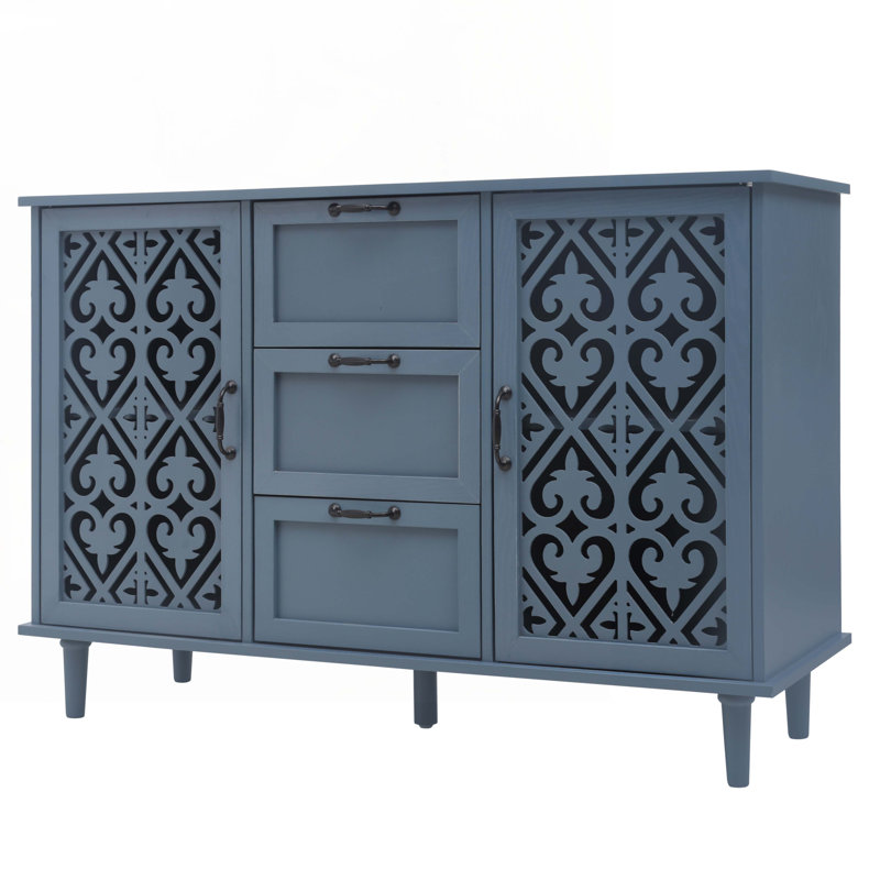 Wood Console Table with 3 Drawers,1Door