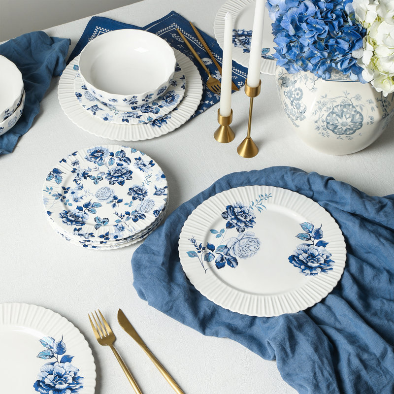 Ensemble d'assiettes à salade Stone Lain Fiore 8 pièces New Bone China