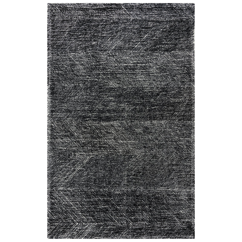 Tapis noir / blanc en laine touffeté à la main Schram, Rectangle 8 pi 6 po x 11 pi 6 po