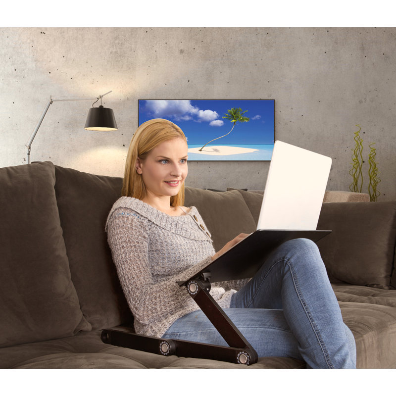 Black Adjustable Aluminum Laptop Stand with Mouse Pad