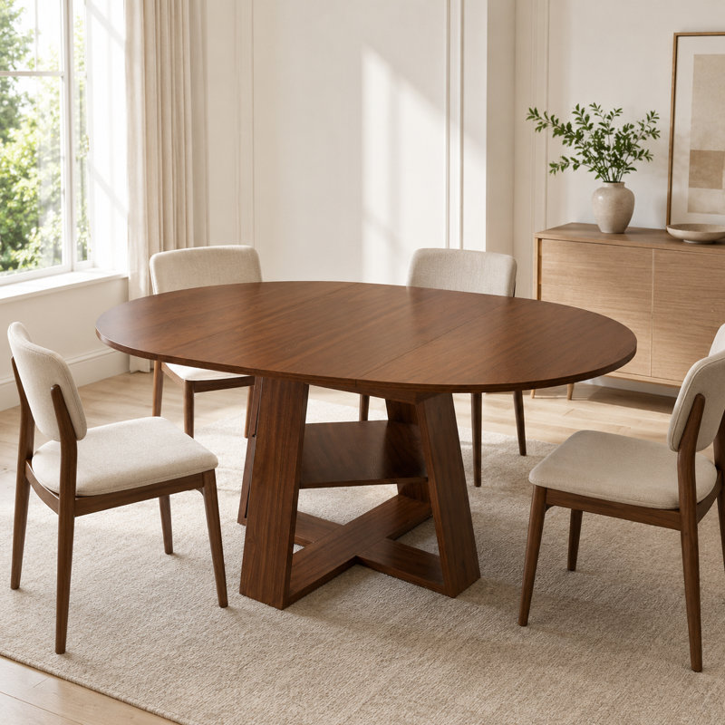47"-59" Extendable Vintage Dining Table With Storage Base for 4-8, Light Walnut