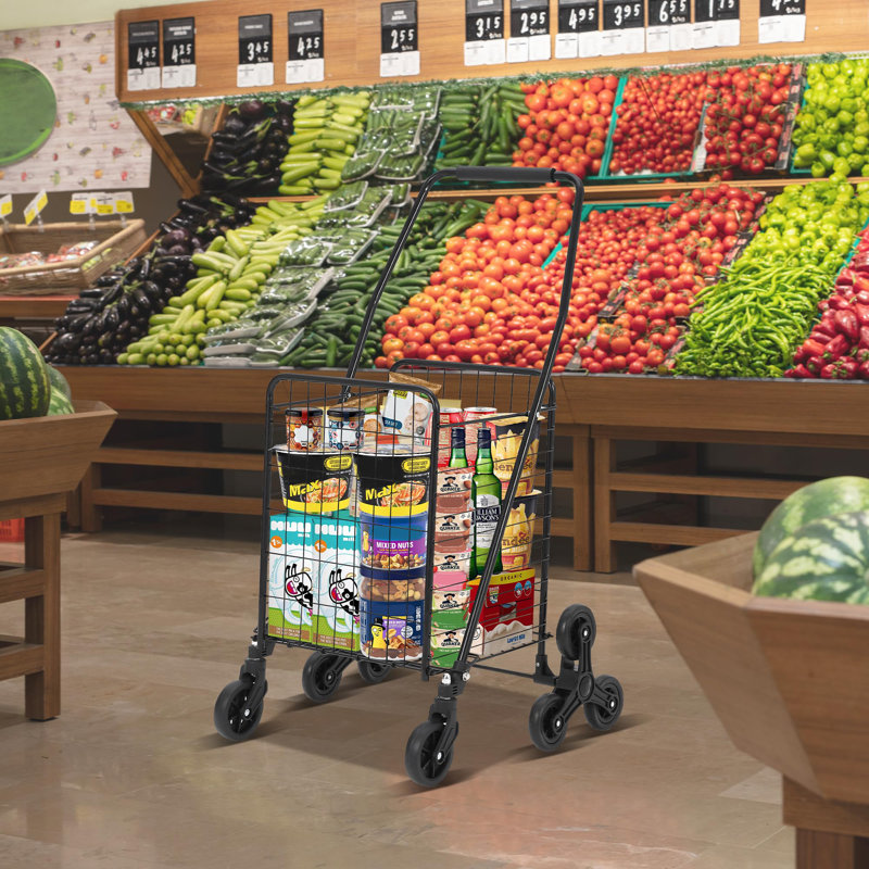 110L Heavy Duty Folding Cart | Stair-Climbing 360° Wheels | 110LB Capacity Utility Wagon for Groceries, Laundry & Multi-Floor Transport